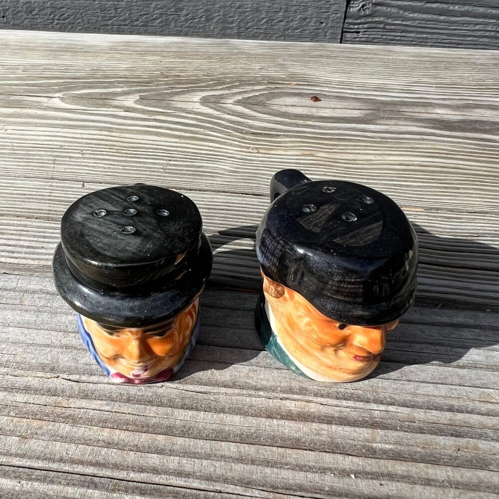 Vintage Toby Mug Style Salt & Pepper Shakers Japan Cork Stoppers